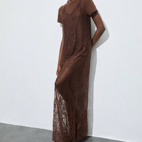 Multicolor Elegant Women's Sexy Lace Detachable Camisole Dress - Picture 4 of 7